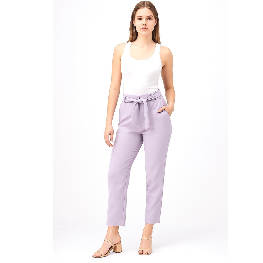 Ann Taylor LOFT Marisa 12 Purple Cropped Paper Bag Waist Pants Preppy Chic 91-32